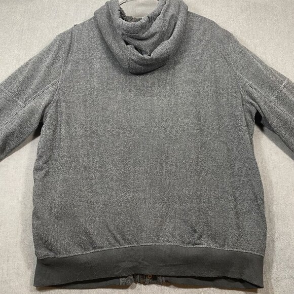 Rock & Republic Dark Gray Hooded Jacket  Faux Fur Lining Snap Pockets Mens XL - Picture 3 of 11